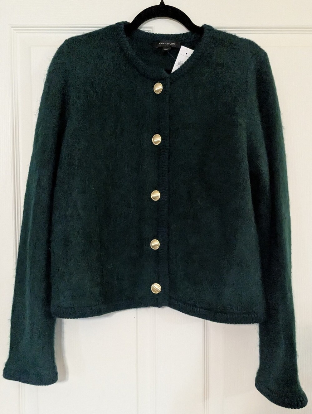 Ann Taylor Dark Green Brushed Sweater Cardigan/Jacket